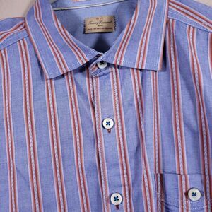Tommy Bahama  Shirt Men's Large Blue Orange Long Sleeve Button Up  Casual